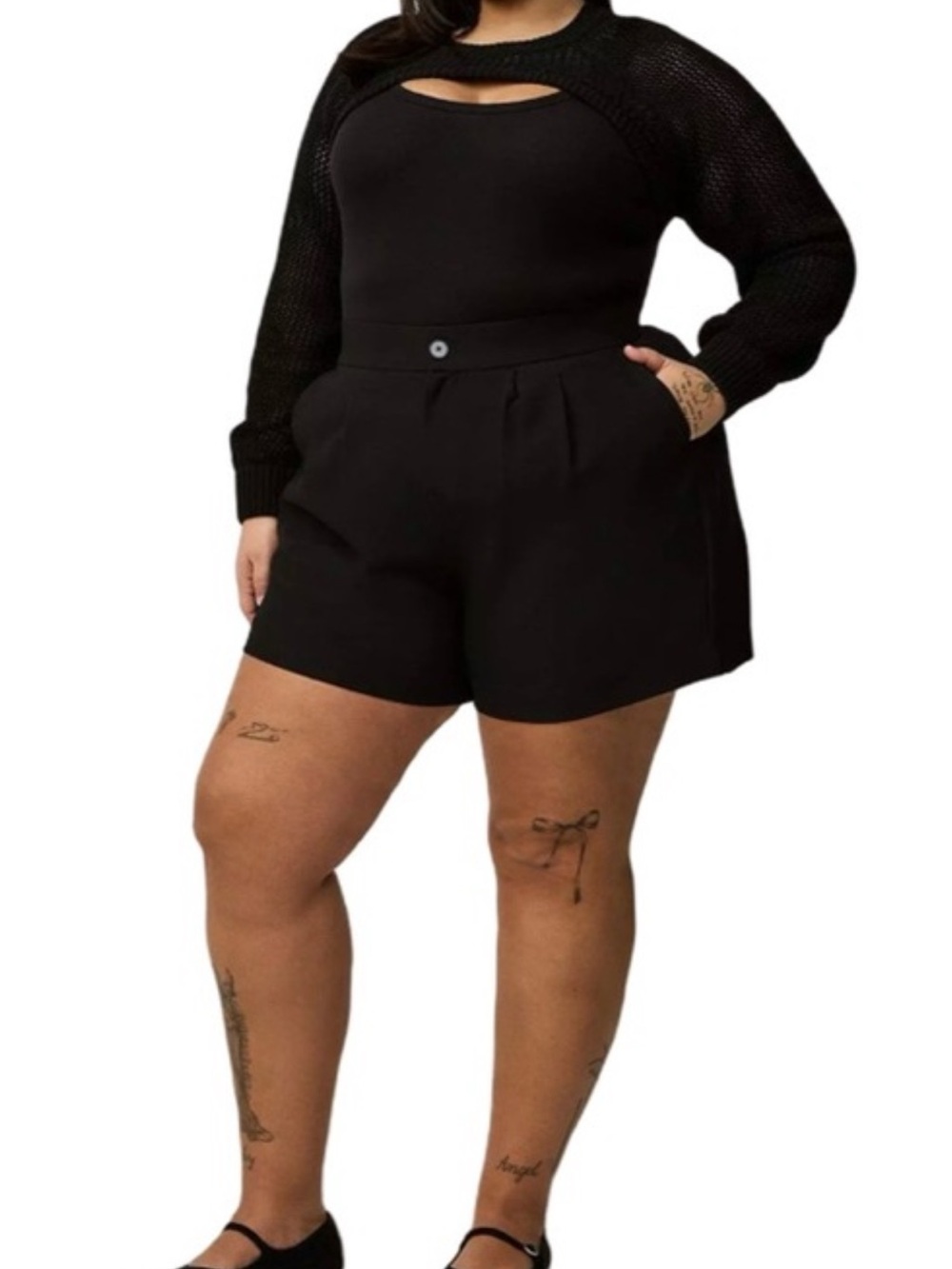 Black High-Waist Pleated Women’s Shorts